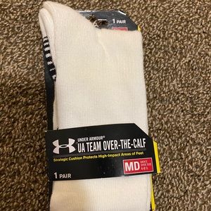 White Knee High Under Armour Socks